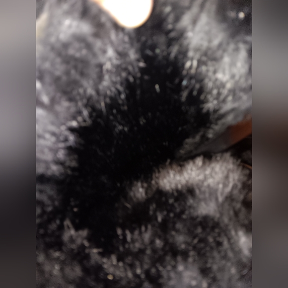 CHANEL CC Rare Vintage Black Calf Hair Wedge Knee Fur Interior Boots Size 4 1/2 - Picture 6 of 6